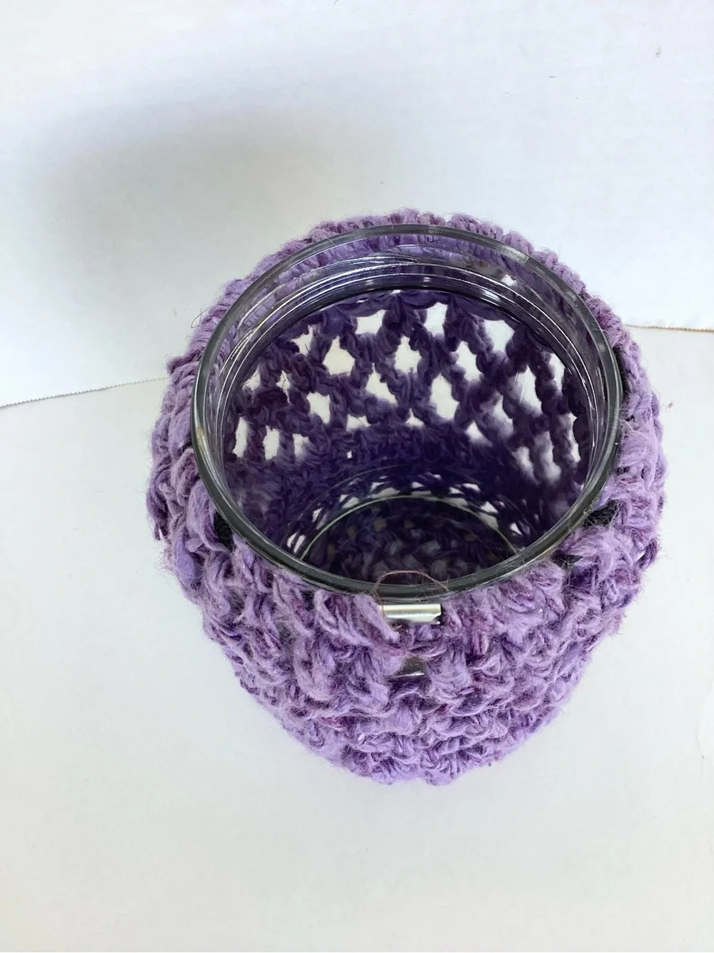 Vase Container Cover Handmade Crochet Purple Boho - Picture 8 of 11